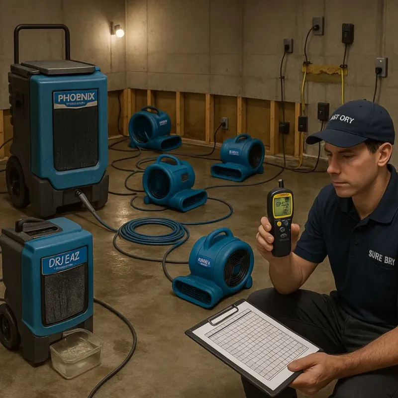 Structural Drying and Dehumidification process in Suncook, NH